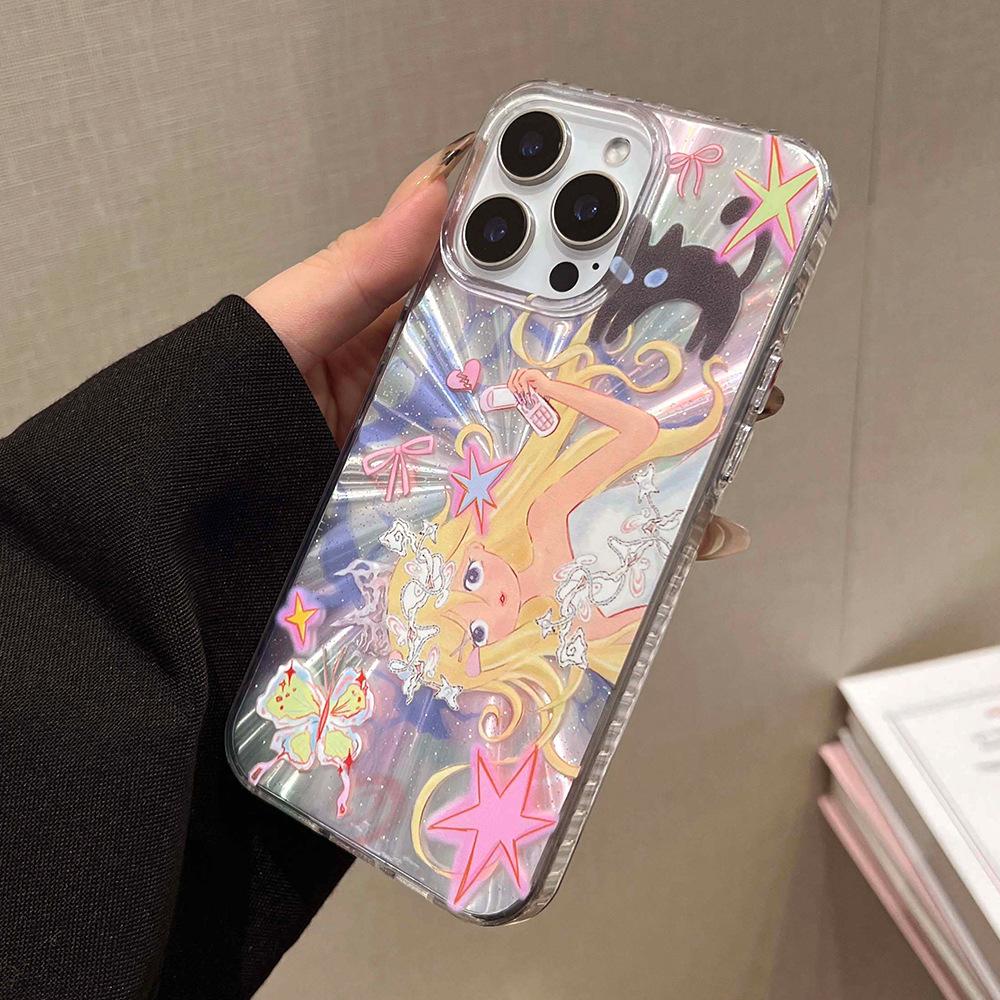 ins wind sweet cool comic girl for iPhone11ProMax mobile phone case Apple 11 aurora case
