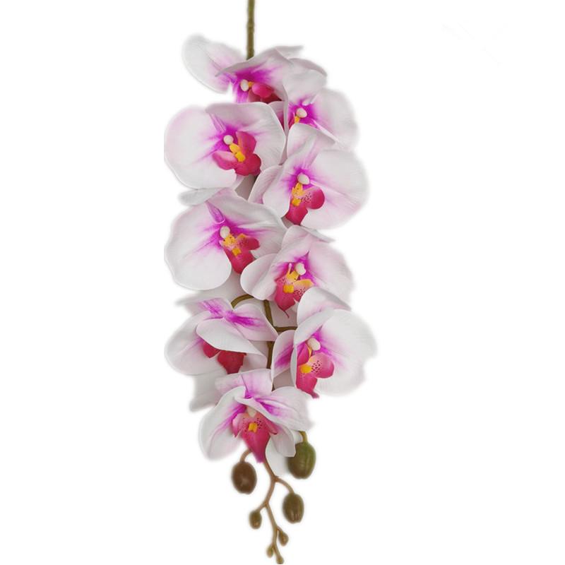 5pc Artificial Phalaenopsis Orchid 9 Heads Soft Latex Butterfly Orchid Flower Branch for Wedding Floral Decoration