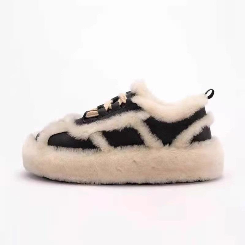 Korean version of beard edge wool shoes women's 2025 new autumn and winter platform velvet cotton shoes versatile two wear lamb wool bean shoes