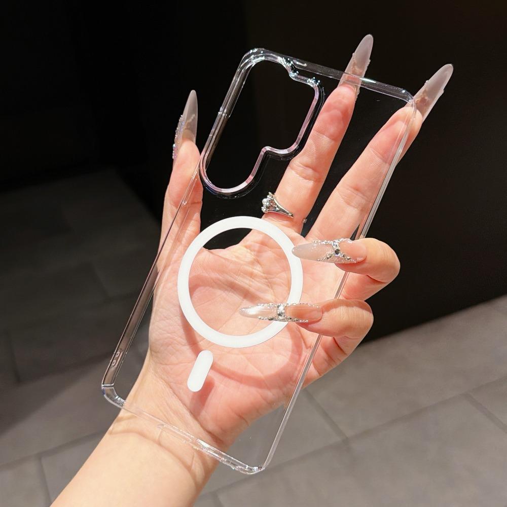Magnetic Case for Samsung Galaxy S26 Plus S25 Ultra S24+ S23 S22 S21 Shockproof Body Cover Large Lens Transparent Phone Shell