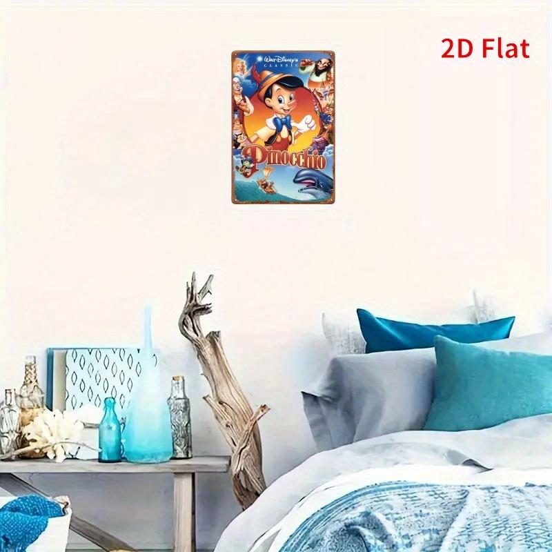 Einzelstück 20,32x30,48 cm Eisen Hängende Wand mit 2D-Effekt, Geeignet für Wohnkultur Mit Klassischem „Pinocchio“-Charakterdesign