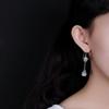 Original natural Hetian white jade lotus long earrings Chinese retro light luxury charm women's brand  jewelry