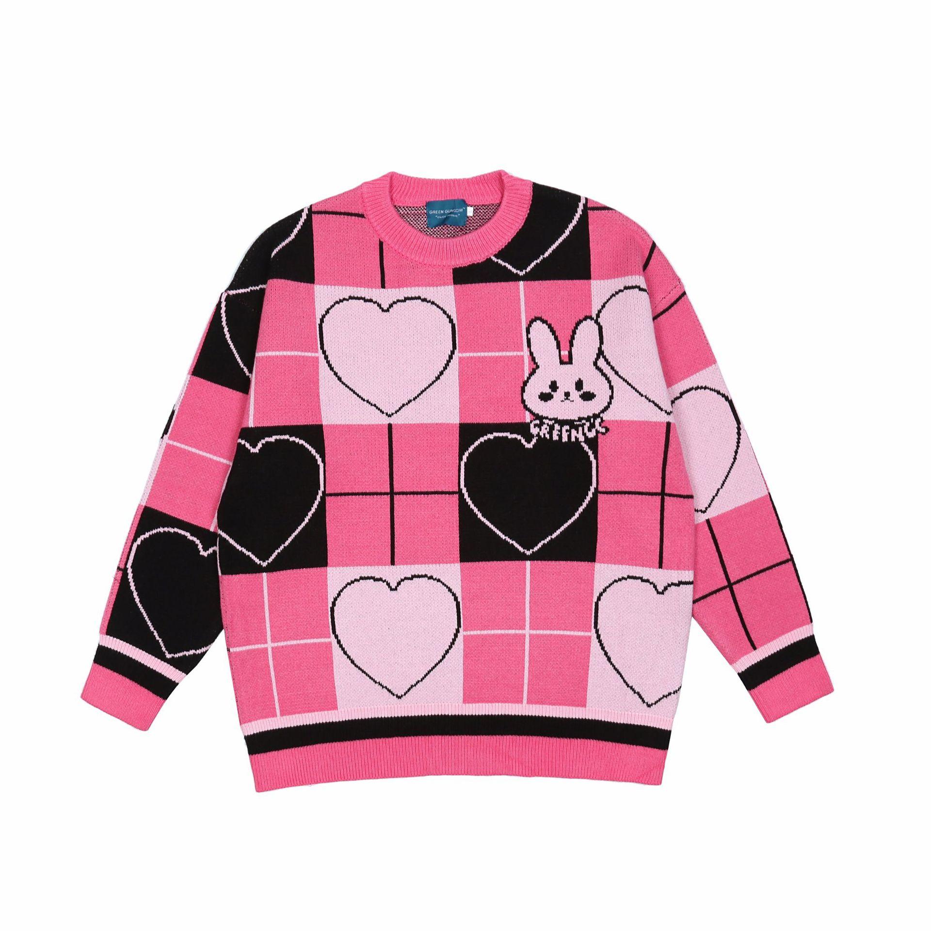 

Японский винтажный вязаный свитер в стиле Харадзюку с героями мультфильмов, женские осенние новые пуловеры с круглым вырезом и длинными рукавами в консервативном стиле, джемперы больших размеров M розы красного