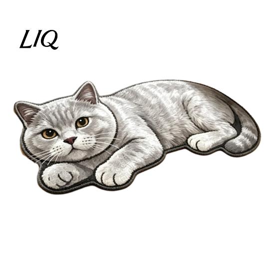 Non-slip Floor Mat Cute Cat Bathroom Rug, Anti-Slip Absorbent Bath Washable Plush Durable Doormat Kitty Door for Entrance Kitchen Home Decor