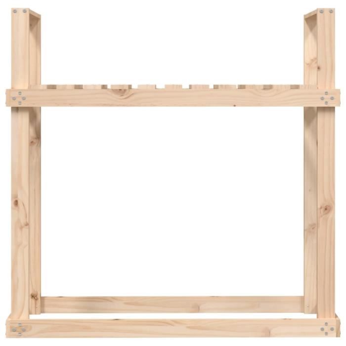 Support à bûches - Bois de pin - 110x35x108,5 cm - Montage facile - Bois massif - Rectangulaire