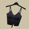 Women Seamless Cami Tank Top With Built In Bra Solid Color U Back Padded Camisole For Summer