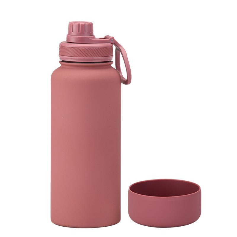 1L Large-Capacity Thermos Cup With Non-Slip Bottom, Portable Outdoor Sports Kettle, Frosted Water Cup