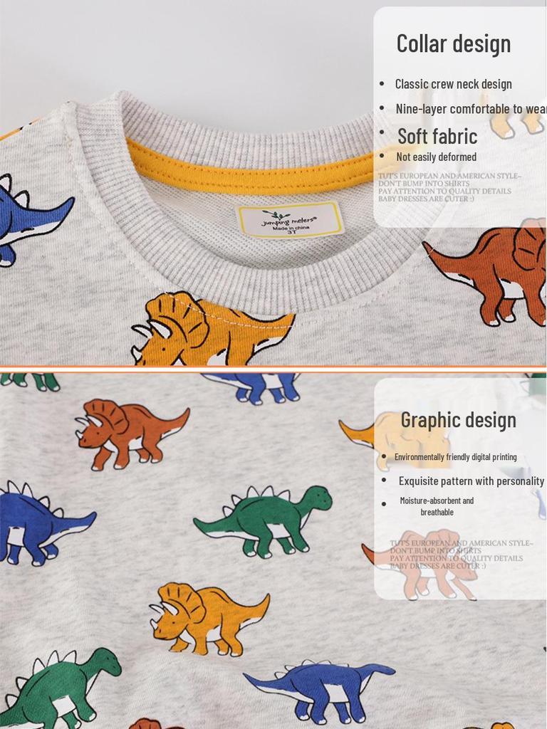 Boys' Dinosaur Pullover Round Neck Hoodie - European & American Style