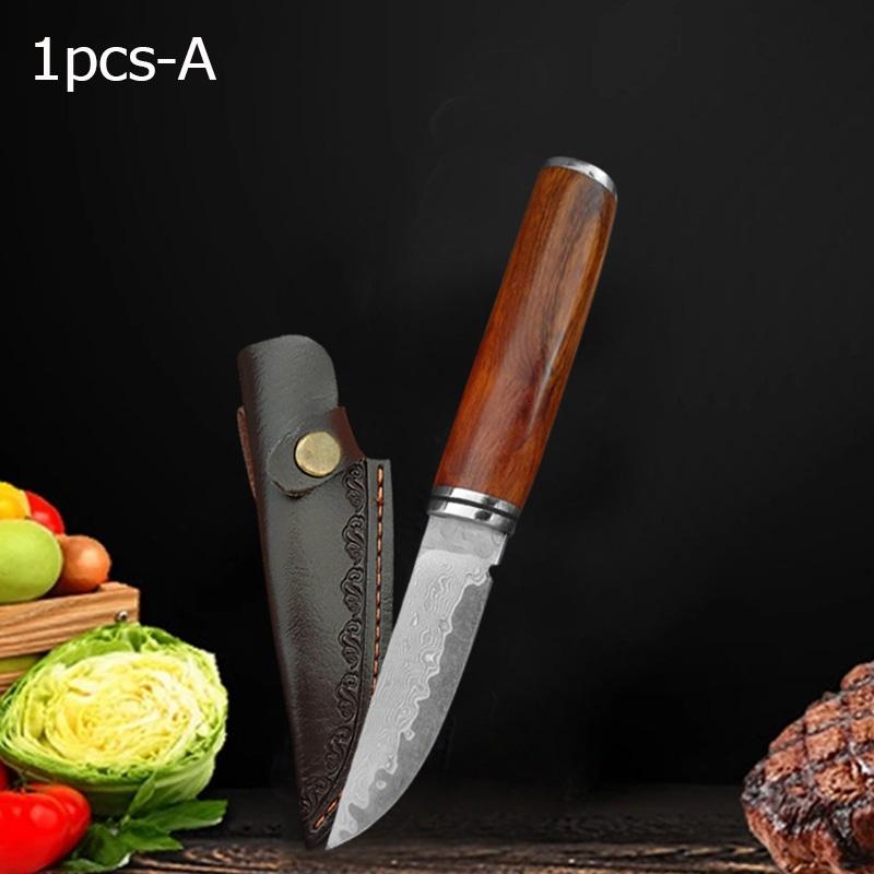WXCOO Damascus Stainless Steel Butcher Knife Kitchen Knife Meat Cleaver Multifunctional BBQ Meat Cutting Boning Knife Sheath