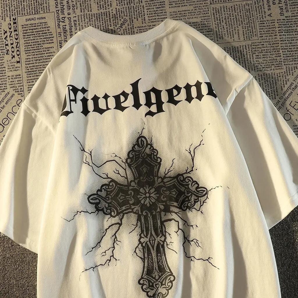 T-shirt à manches courtes pour homme, style rétro, hip-hop, ample, surdimensionné, style Y2K, été