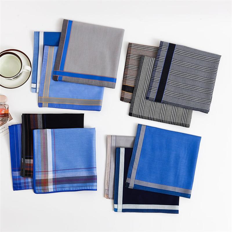 3 Stück 43x43cm Herren 100% Baumwolle Klassisch Kariert Anzug Dekoration Einstecktücher Satin Muster Schweißtücher