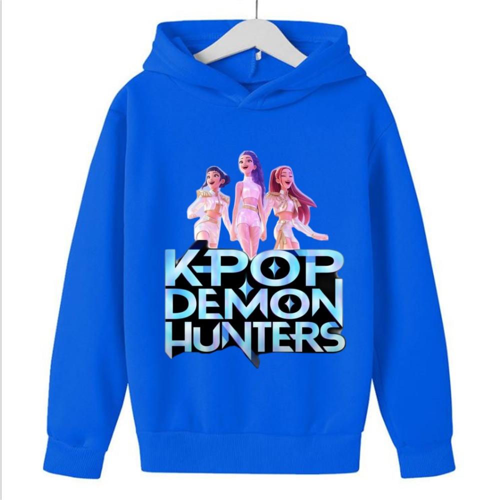 KPop Demon Girls Fashion Casual Sweatshirt Movie New Kids K-Pop Demon Hunters Hooded Tops Toddler Girl Clothes Hunters Hoodie