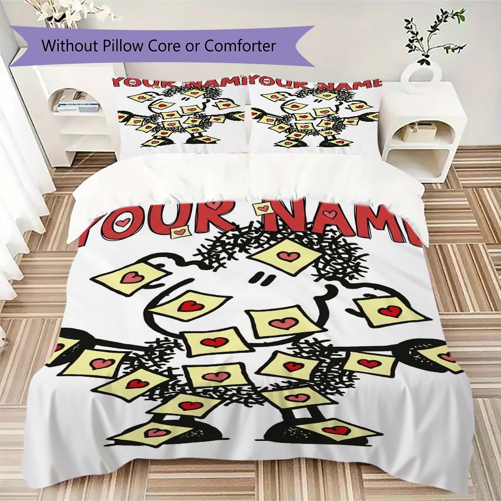 Custom Name Sheepworld Pattern Bedding Uilt Set Uilt Cover Pillowcase Home Decoration Birthday Gift (1*duvet Cover+2*pillowcase Without Core)