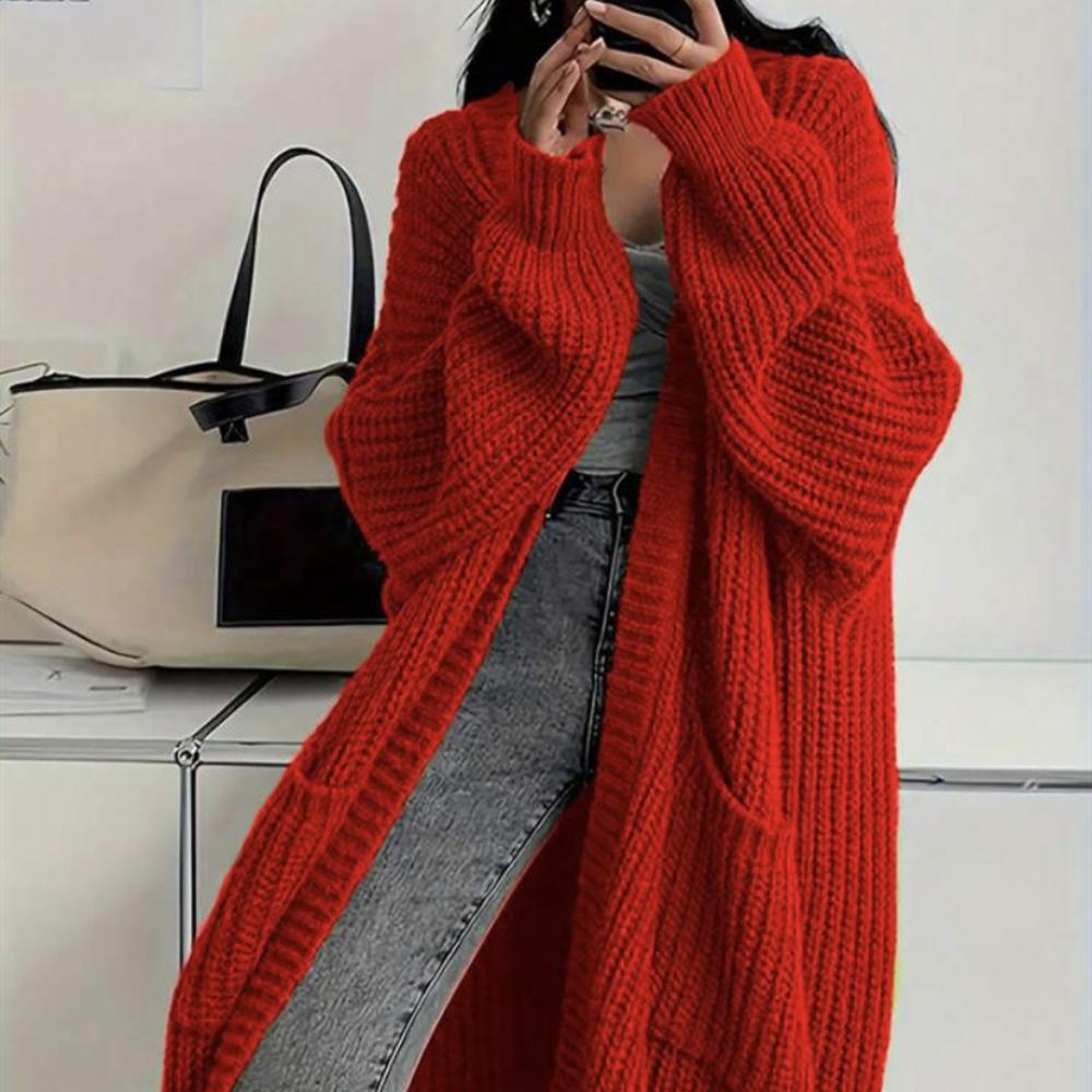 Temperament Long Over-the-knee Sweater Cardigan Women's Autumn and Winter New Lazy Wind Loose Thickened Knitted Jacket Women's Tide