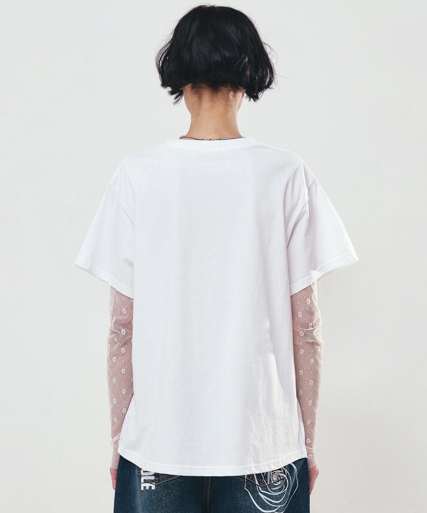 Nigaennikol Big Rose Sleeve Top_White Navy