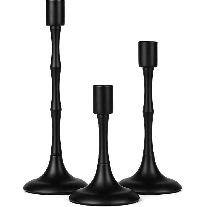 Matte Black Taper Candle Holder Set of 3 Black Candlestick Holders Modern Farmhouse Candle Stick Candle Holder for Candlesticks for Wedding Christmas