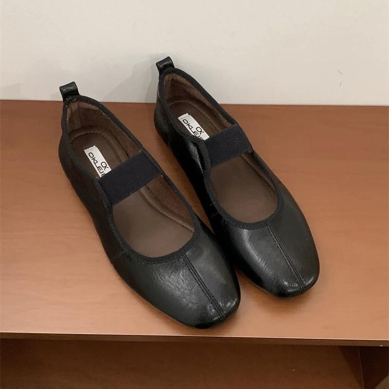 Fashion SUOJIALUN 2025 Autumn Women Flat Heel Shoes Fashion Round Toe Shallow Slip On Mary Jane Shoes Soft Flat Casual Dress Single Shoe