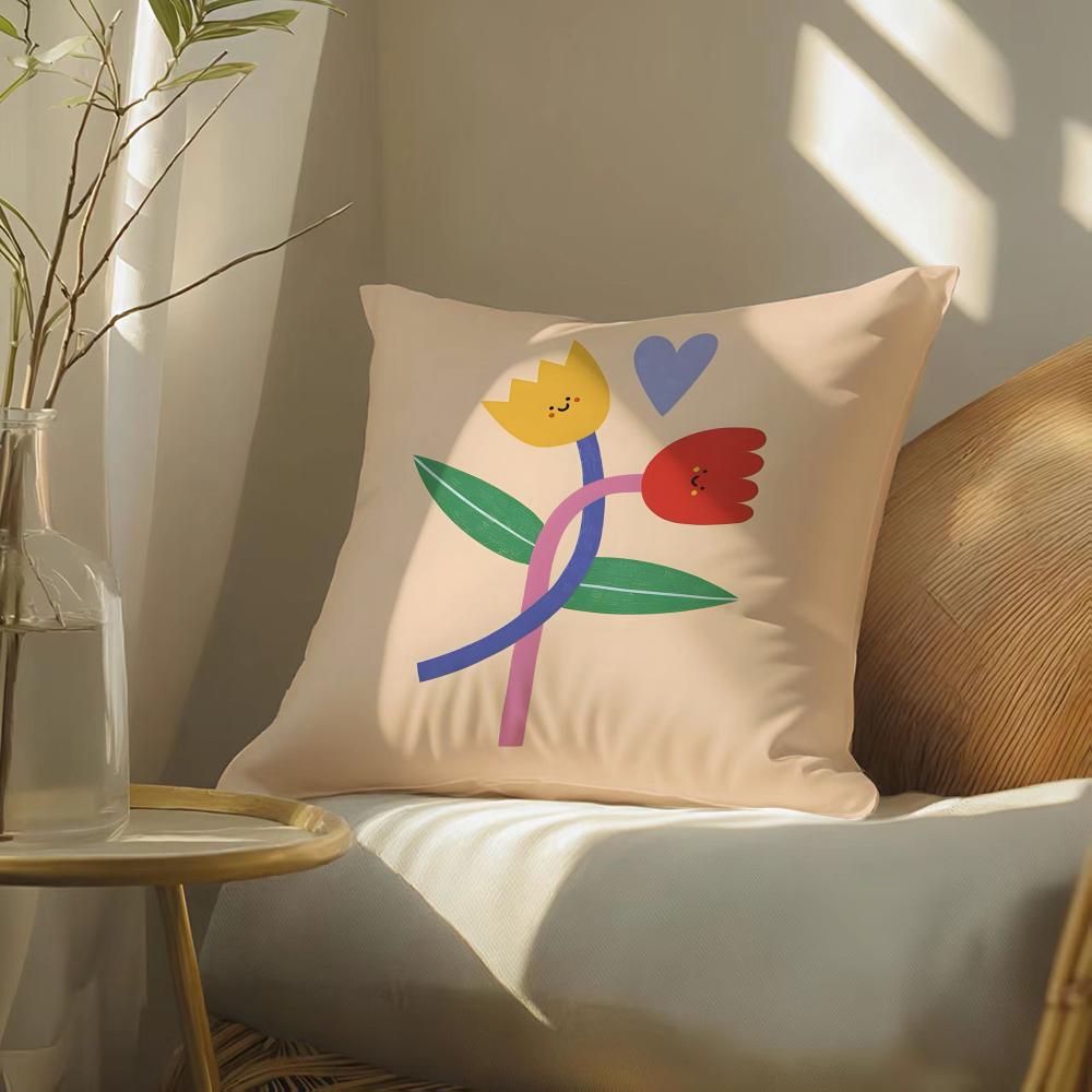 Simple Home Flower Pattern Pillow Case Pattern Printed Pillowcase For Living Room Sofa Cushion Cover & Bedroom Decor