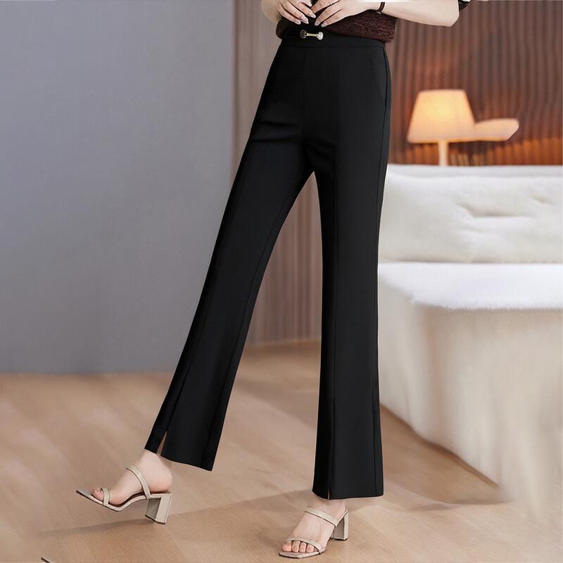 Pantaloni Casual a Zampa Lisci con Spacco da Donna