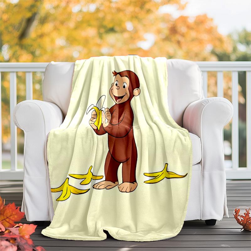 Curious George printed throw blanket—lightweight,soft,warm;versatile blanket for all seasons—perfect as &air-conditioning throw,nap blanket