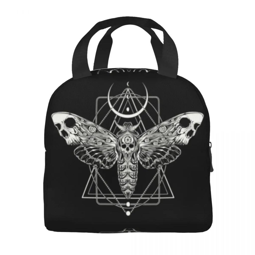 Surreal Death Moth Insulated Lunch Bag for Work School Gothic Goth Anti Waterproof Cooler Thermal Lunch Box Women Kids