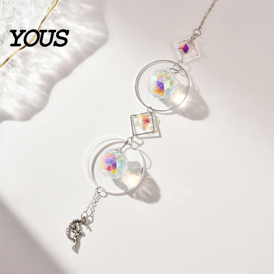 Sun Catcher Pendant Faux Crystal Suncatcher, Colorful Prisms Window Hanging Catcher, Moon Suncatcher Rainbow Maker Chain for Garden Home Decor Star