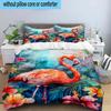 Flamingo In Tropical Paradise 3pcs Bedding,Including 1pc Duvet Cover And 2pcs Pillowcases Perfect for Christmas,Ideal for Bedroom, Dormitory