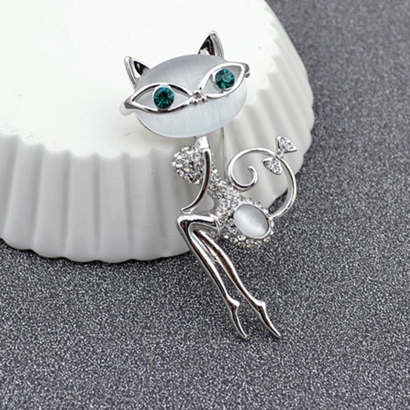 Opal  Wear Glasses Cat Brooches  Sexy Cat Pins and Brooches Wedding Accessories
