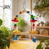 Bird Swing Toy Hanging Parrot Toy, Wooden Perch Stand for Cage, Wood Beads Blocks Chew Parakeet Cockatiel Budgie Macaws