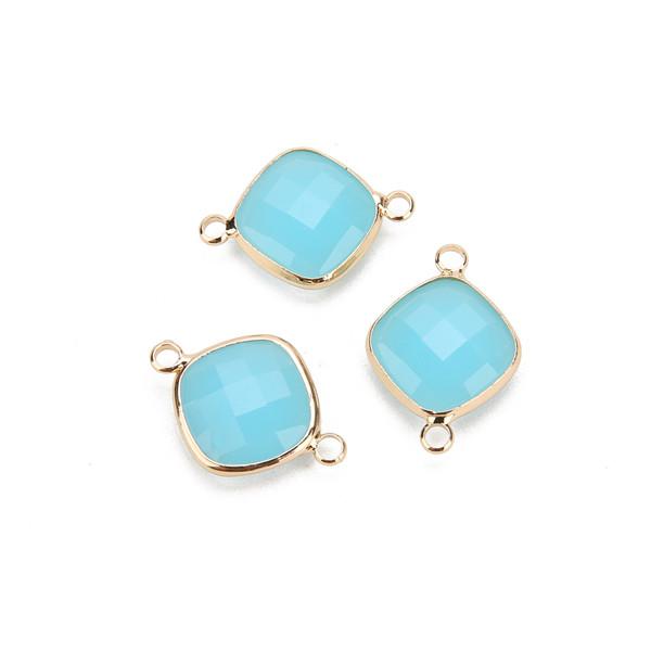 5pcs 11mm White Double Hole Glass Charms Pendants Connector for Chain Bracelets Necklace Women DIY Jewelry Making Findings