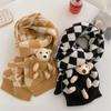 Cute bear short knitted handmade DIY scarf women's winter warm versatile student wool scarf