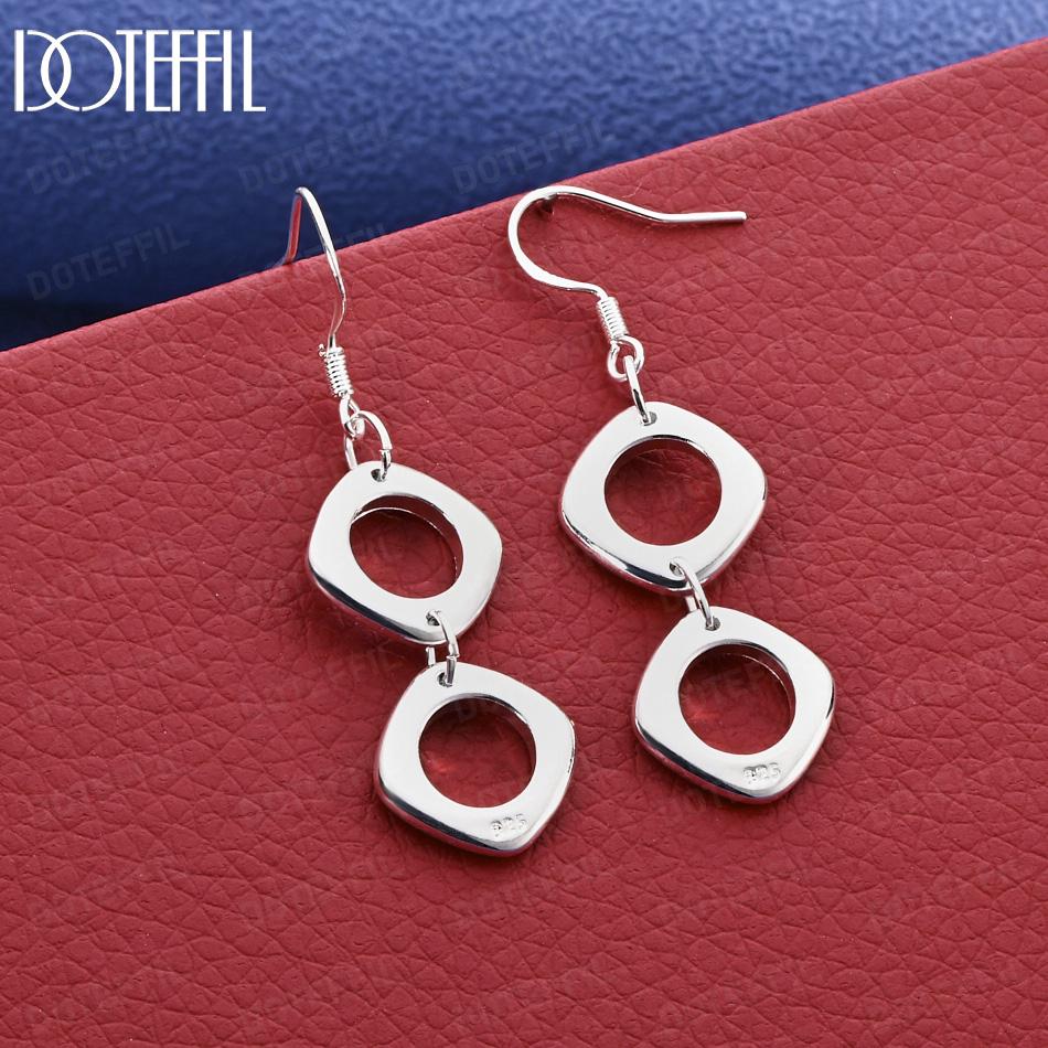 

Серьги-подвески из стерлингового серебра 925 пробы двойной формы Модные свадебные украшения 4.50*1.10cm