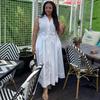 European and American New Women's Clothing Fashionable Simple and Generous Belt Shirt Dress African Solid Color Foreign Style Versatile Long Dress