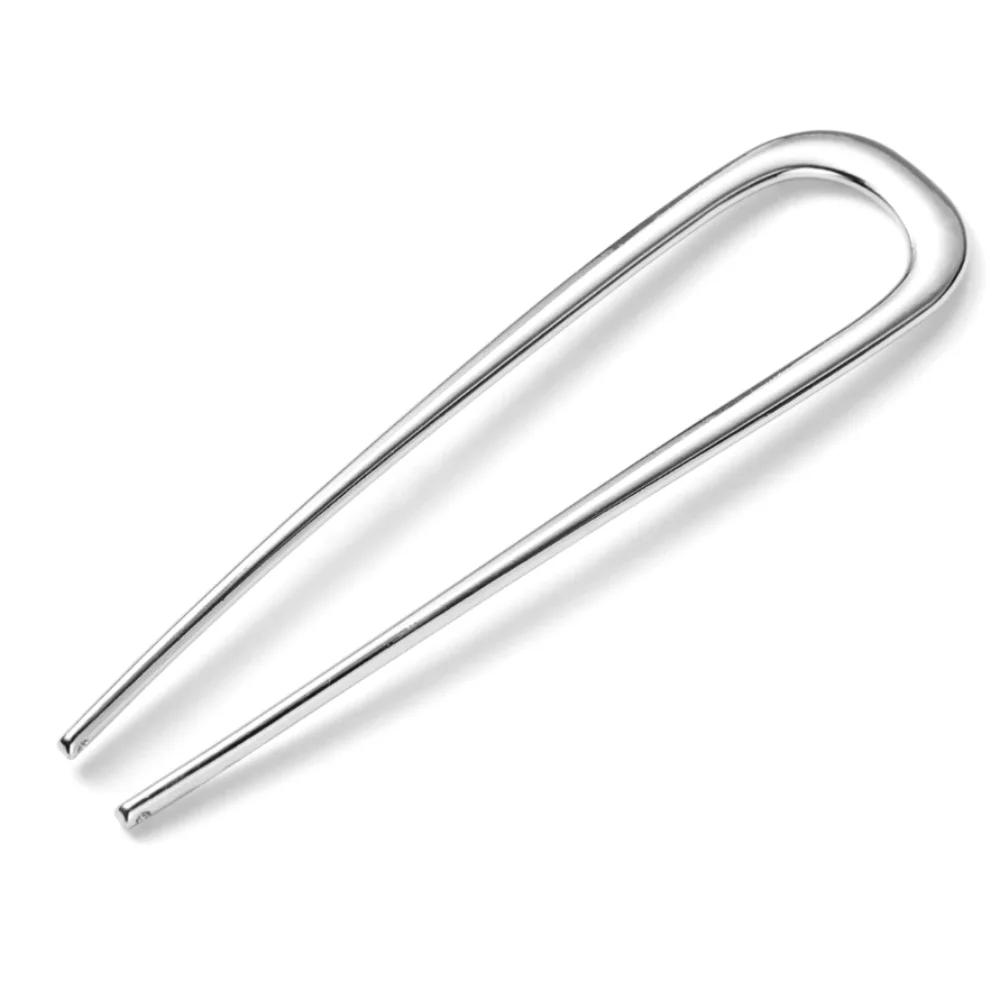 Simple Elegant U-Shaped Hairpin Gold Color French Hair Sticks Clips Long Thick Updo Bun Jewelry Accessories For Women Gift