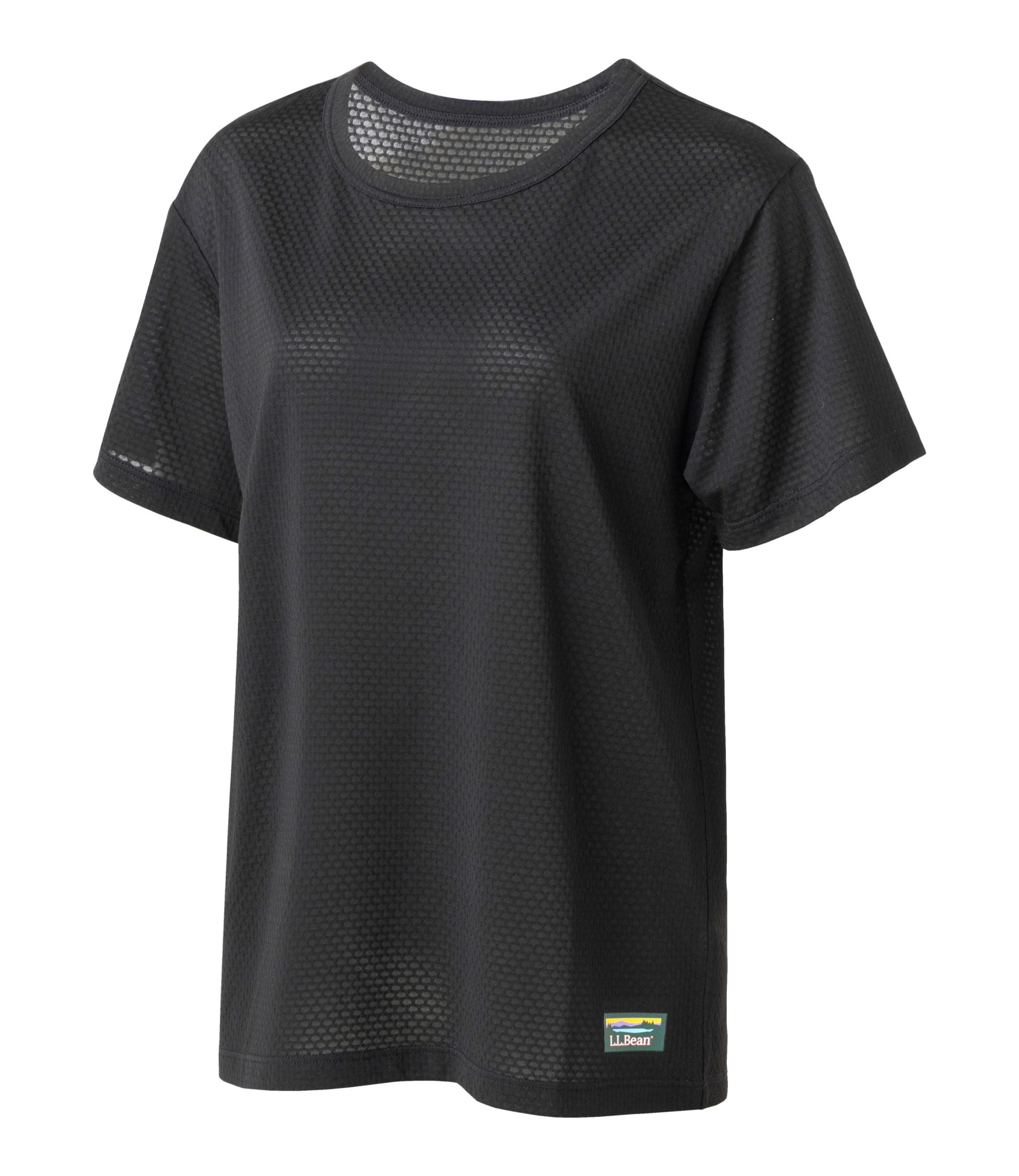 

Женская футболка LL Bean Lightweight Mesh Dry Stretch с коротким рукавом и круглым вырезом, Япония CJ89610008, посадка, XL, черный, чёрный