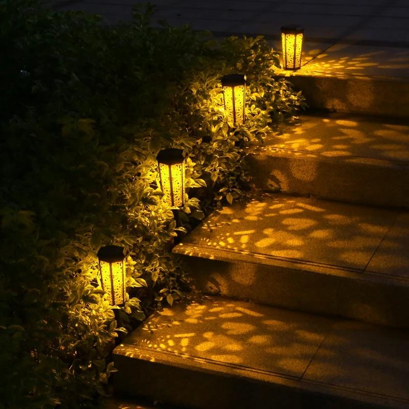 Solar Powered Pathway Landscape Lights Outdoor Waterproof Dusk to Dawn 2 Modes Warm White & White Modern Garden Lights for Path Yard Walkway Driveway
