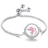 Crystal Rhinestone Aromatherapy Tree of Life Bracelet - Adjustable Titanium Steel with Essential Oil Compartment.
