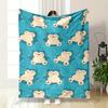 Repeating Pattern of a Relaxed Cartoon Character with a Turquoise Background. for All Seasons Blanket Lunch Break Throw Gift