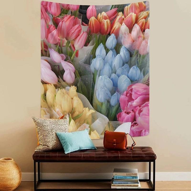 Tulip Flowers Wall Decor Tapestry Home Living Room Tapestry