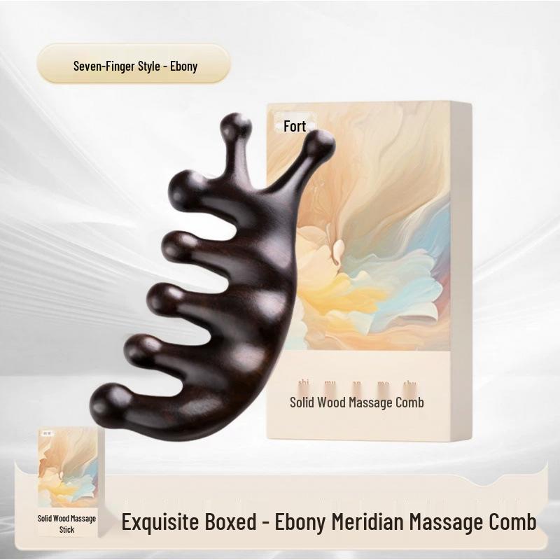 Rosewood Meridian Massage Comb for Face and Scalp Therapy, Unisex, Natural and Paint-Free