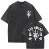 Old-fashioned Bad Omen Band T-shirt Washed and Distressed Short-sleeve Casual Men's and Women's Cool and Handsome