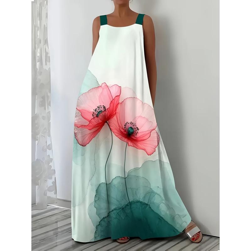 Women's plus size dress loose casual side pocket suspender dress