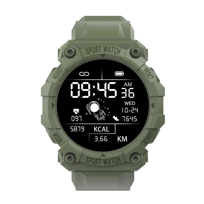 Смарт-браслет FD68S Y56 в стиле Casio: Цветной экран, Монитор сердечного ритма и кислорода в крови, Шагомер зелёный