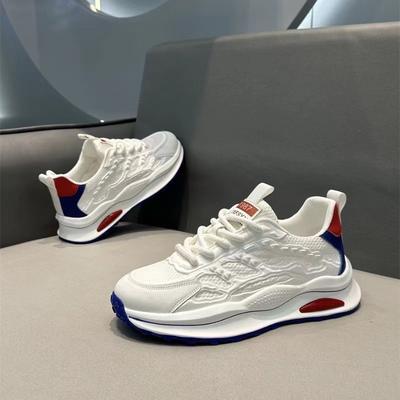 Męskie buty lato nowe wszechstronne platformowe sportowe casualowe do biegania buty taty oddychające buty z siateczki męskie buty Guochao białe