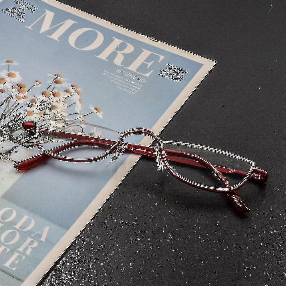 Reading Glasses Metal Spring Hinges Half Moon Semi Rimless Readers  1.0~ 4.0 Tw