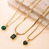 Stainless Steel Emerald Zirconia Women's Fashion Necklace, Light Luxury Clavicle Chain