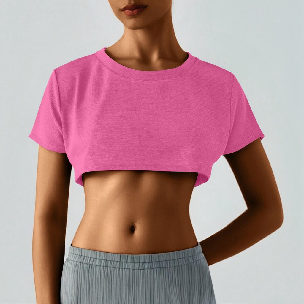 Damen Zweier Yuan Farbe Brust Kurz T-Shirt Niedlich Tag Sexy Crop Kurzarm T-Shirt