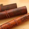 Leather Roll-Up Pouch W/ Embossed Buckle Vintage Treasure Map Pencil Case Large Capacity School Office Organizer