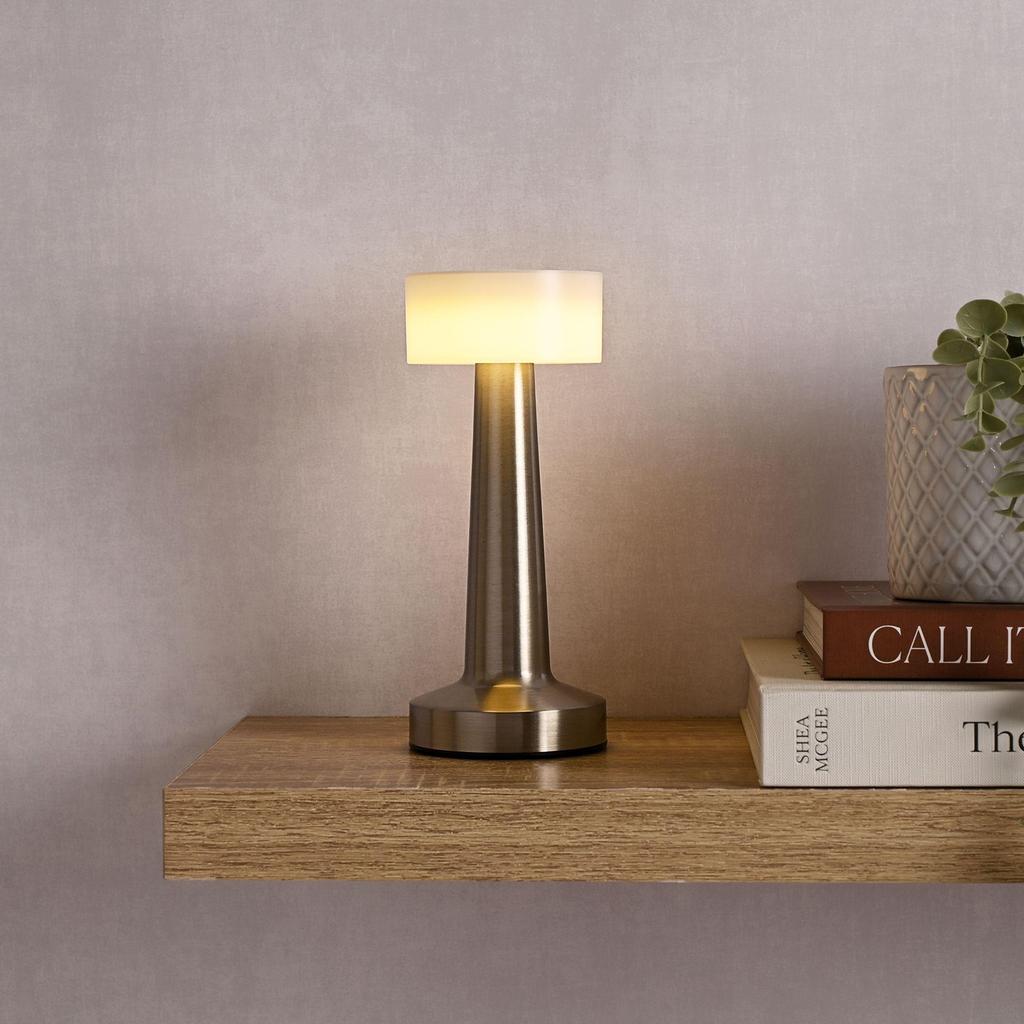 Hestia Silver USB LED Touch Table Lamp
