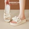 Augustine Platform Slippers Women's Summer Wear 2025 New Home Bow White Muffin One-word Sandals